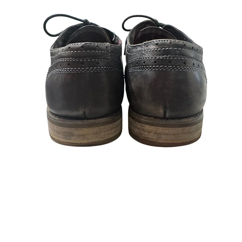 Bed Stu Wingtip Oxford Mens 13 Black Excellent Distressed Leather Brogue Shoe